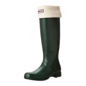 Hunter Women’s Green Original Tall Rain Boots With Sherpa Socks
